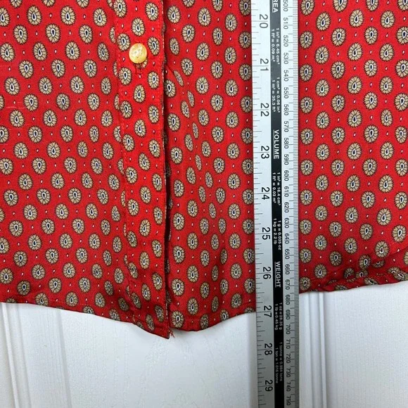 Vintage The Villager Red Floral Button Up Shirt & Skirt Set Sz 12 Union Made USA - Picture 6 of 8
